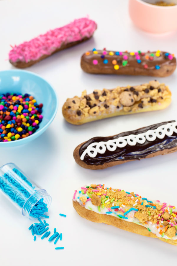 Eclairs and toppings 