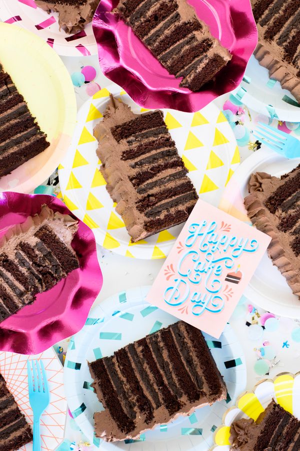 Chocolate cake on plates 