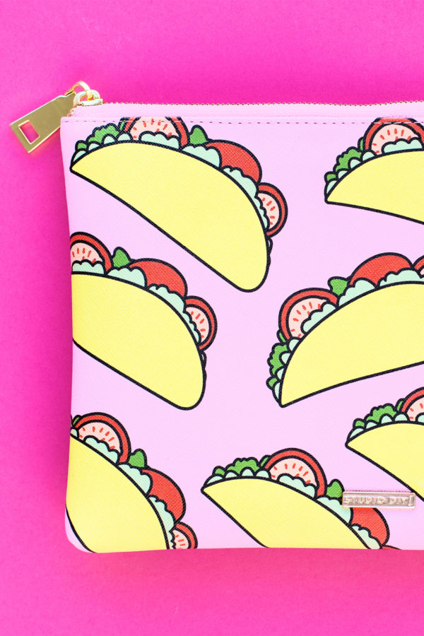 Taco clutch on a pink background 