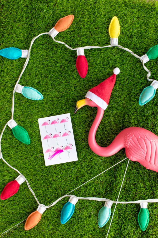DIY Lawn Flamingo Sleigh