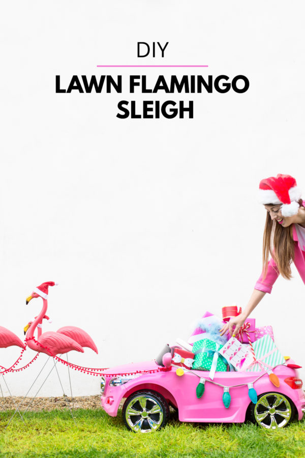 DIY Lawn Flamingo Sleigh