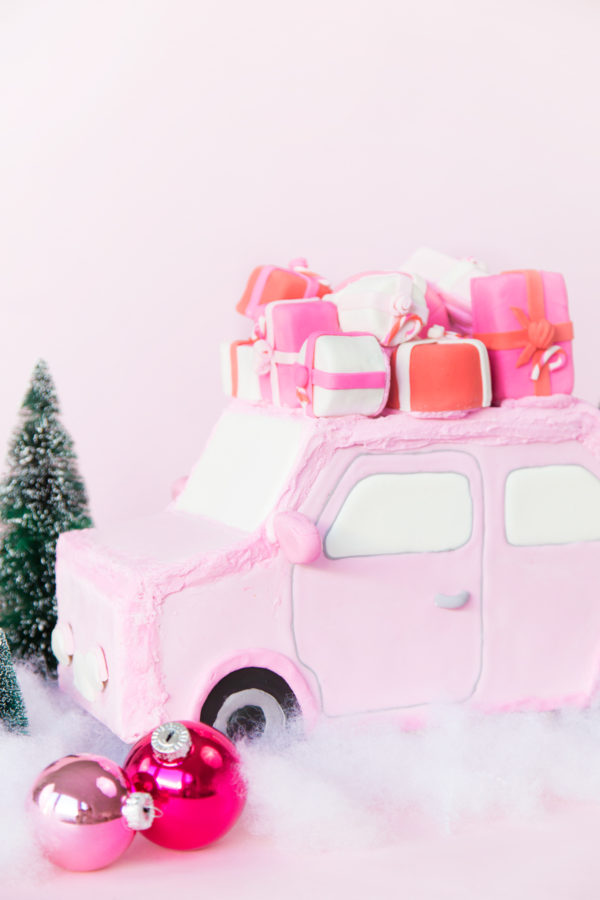 A pink gingerbread car