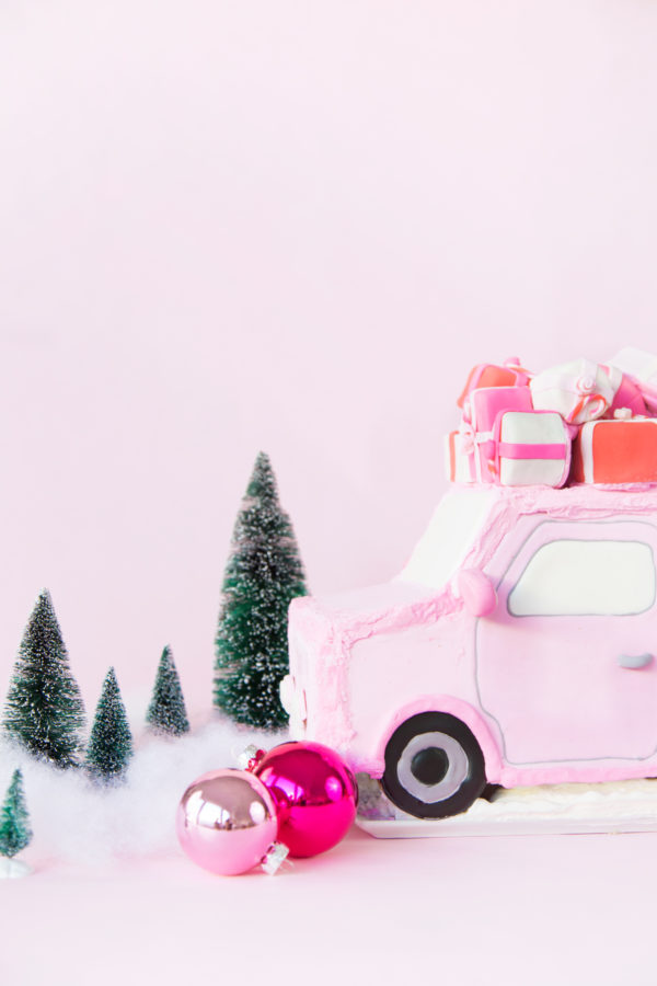 A pink gingerbread car