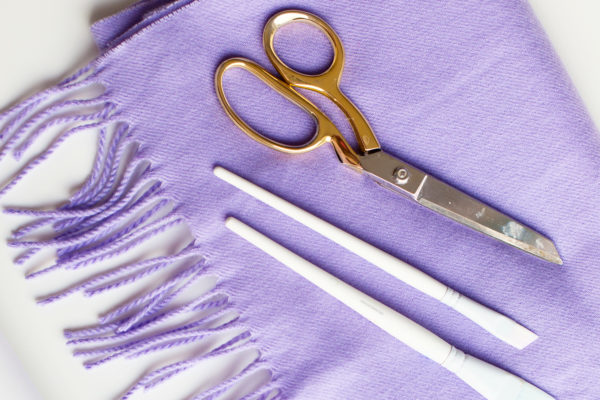 Purple fabric and scissors 
