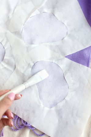 White and purple fabric