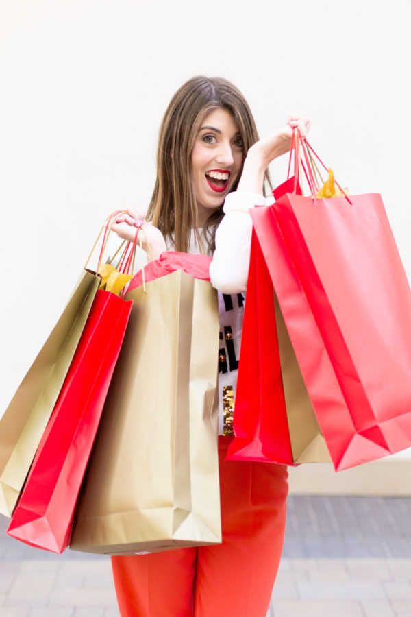 A woman holding bags