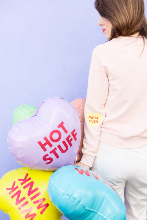 DIY Conversation Heart Elbow Patches