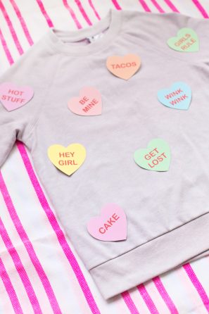 DIY Conversation Heart Leggings