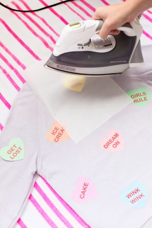 DIY Conversation Heart Patterned Sweatshirt