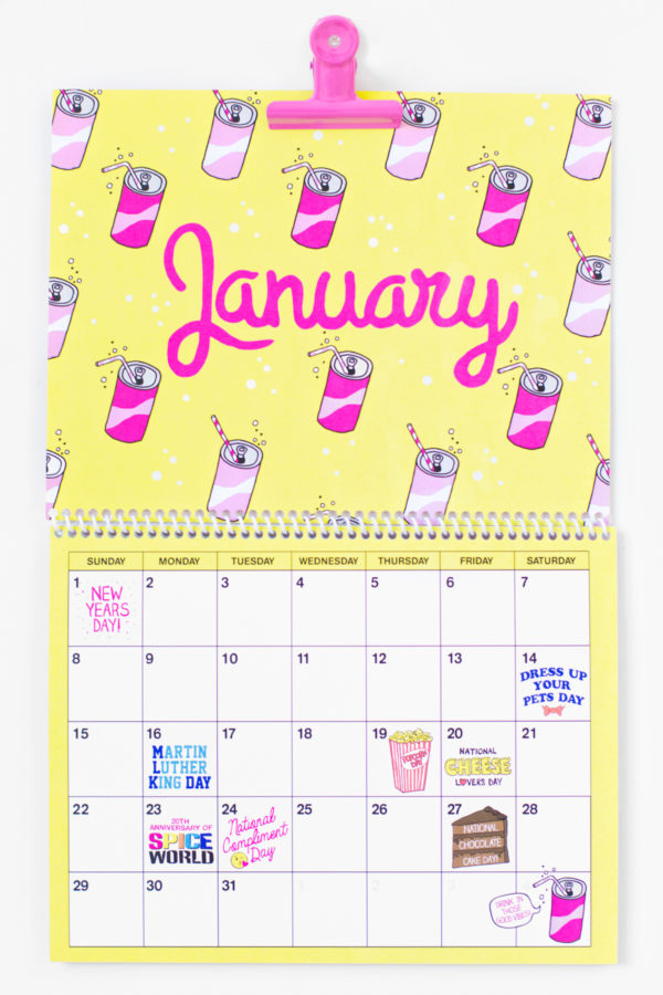 A yellow January calendar 