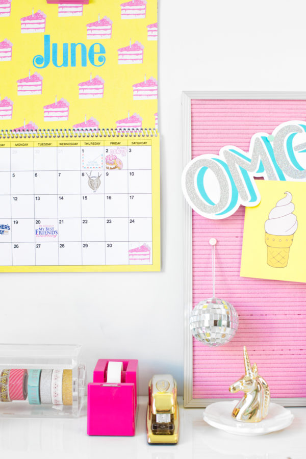 Calendar and pink board