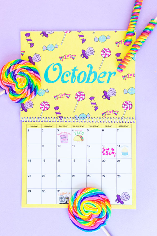 a yellow October calendar 