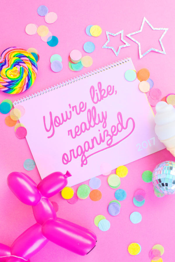 A pink calendar that says \"you\'re like, really organized\"