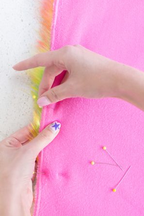 Pink fabric and pins