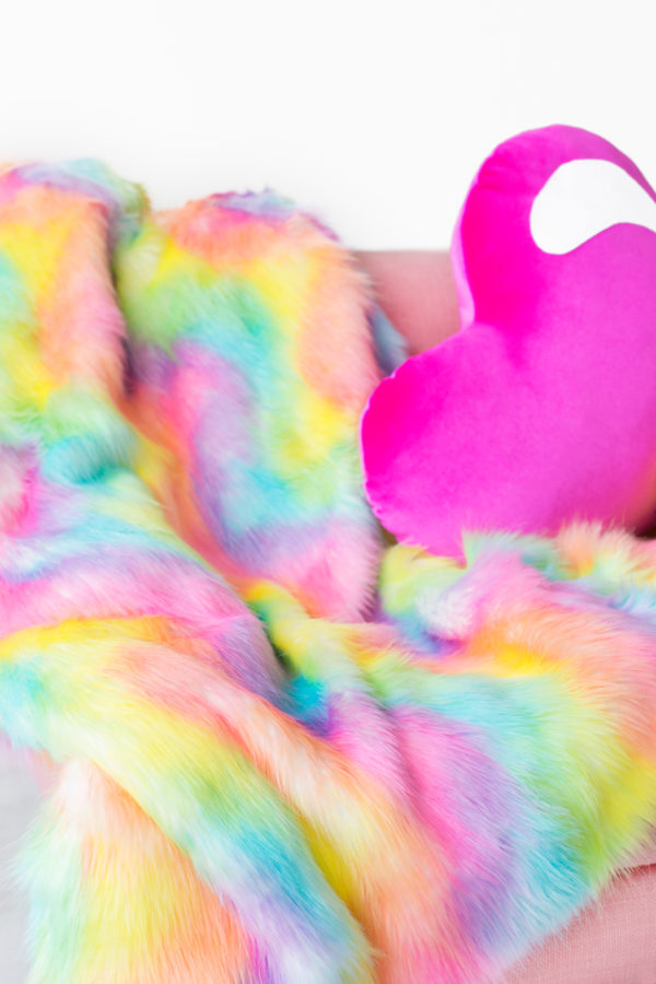 Rainbow fur blanket