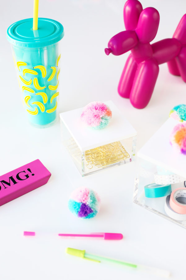 Colorful accessories on a desk