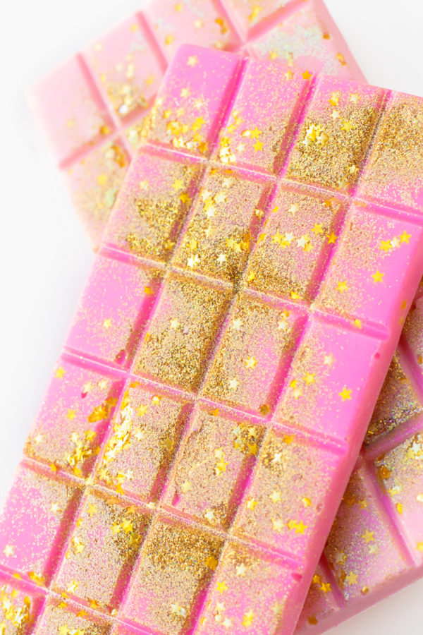 Pink chocolate with glitter