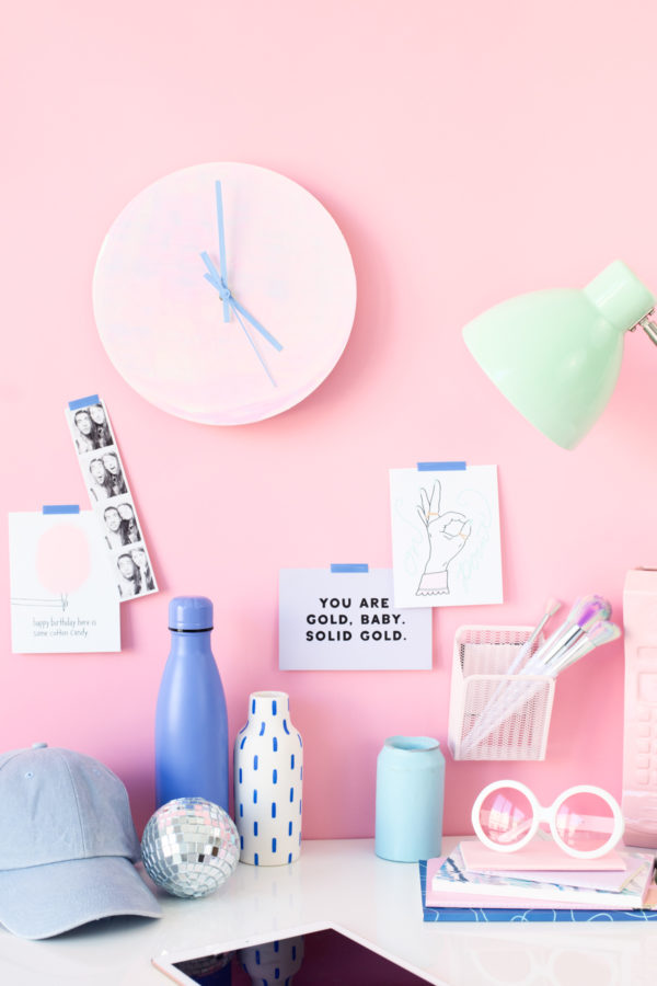 Items near a pink wall