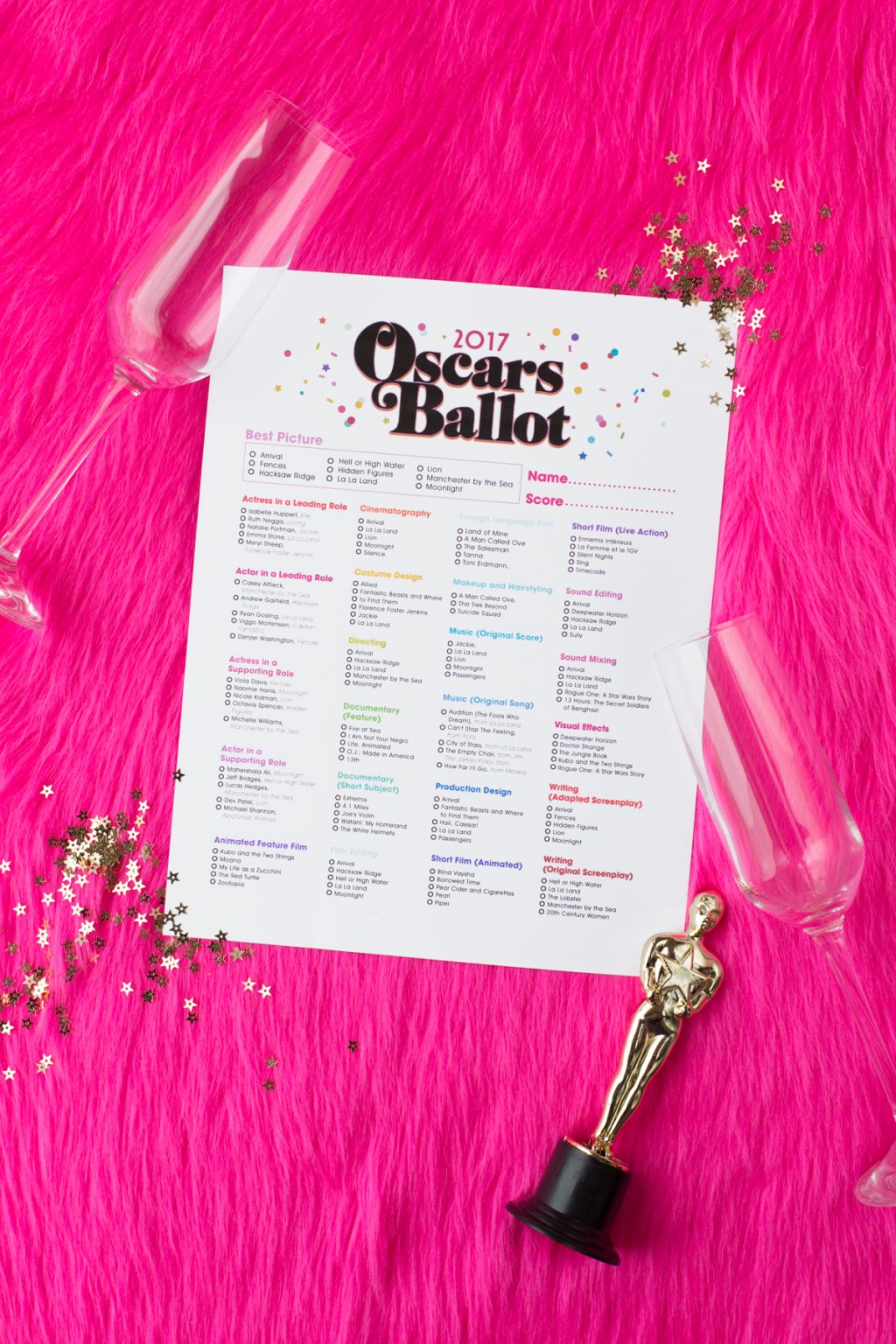 Free Printable 2017 Oscar Ballot Studio DIY