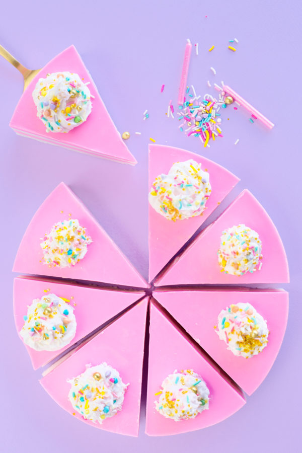 Pink cake slices