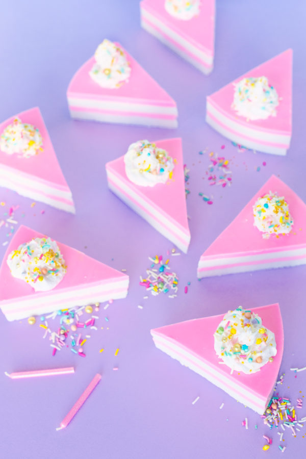 Pink cake slices