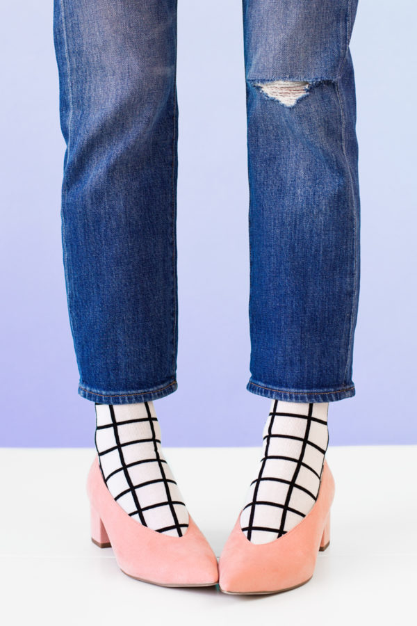 Jeans and purple background