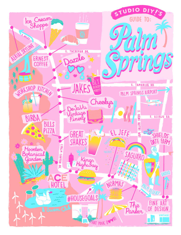 Pink palm springs map