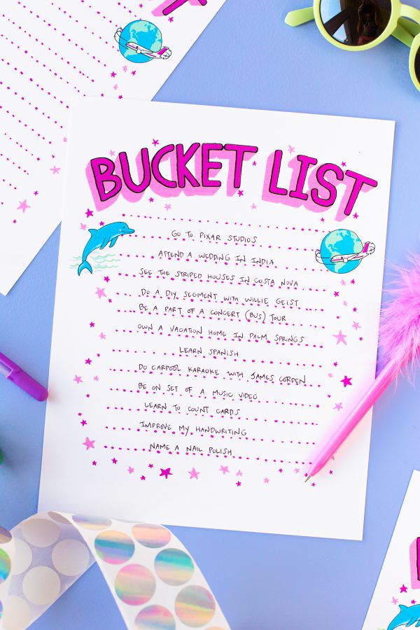 Free Bucket List Printable