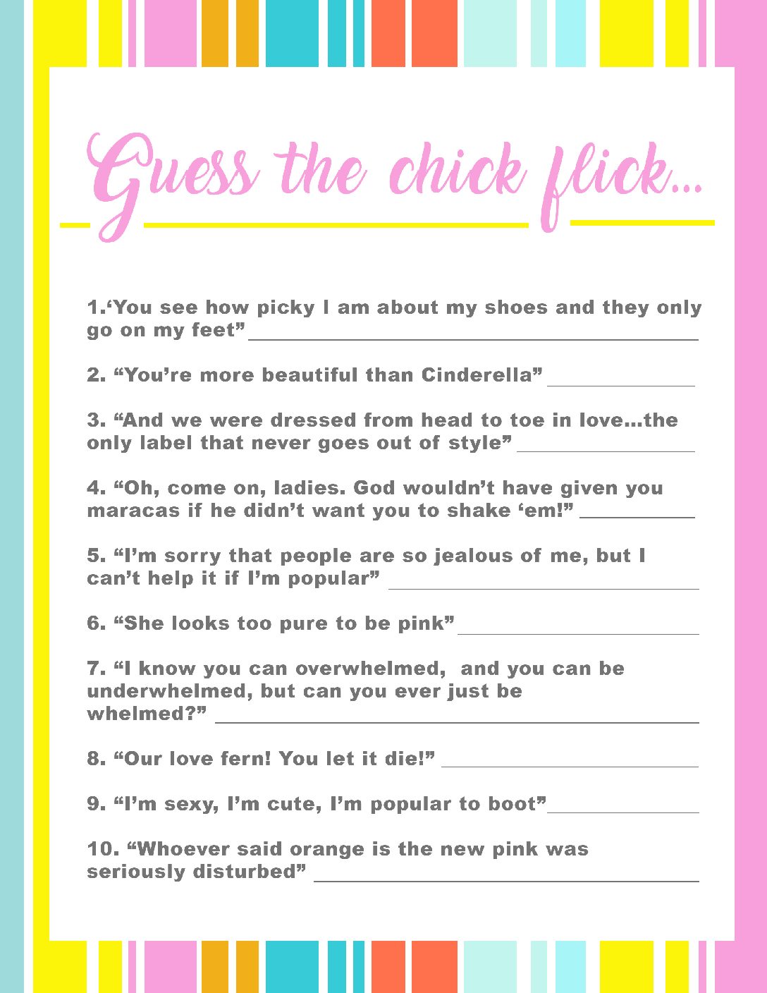 Chick Flick Game - Studio DIY