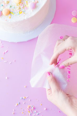 Frosted letters for cake