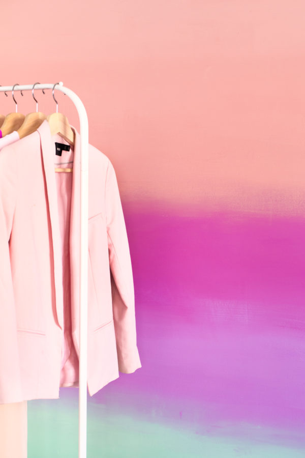 Ombre wall and pink coats