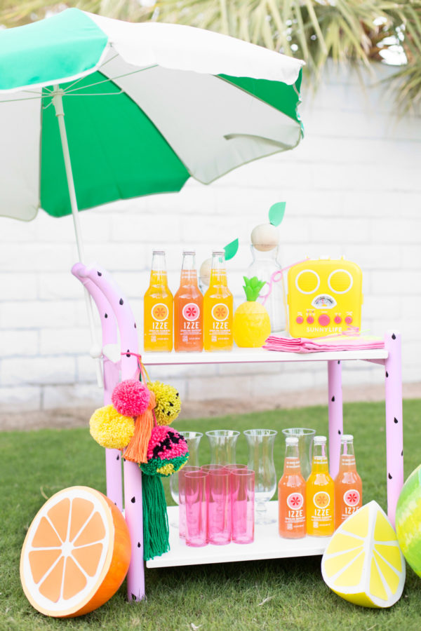 A colorful drink cart 