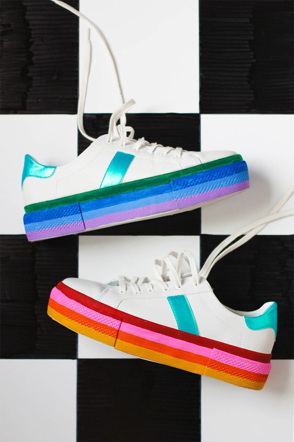 rainbow platform sneakers