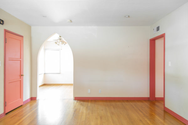 A room with a wood floor