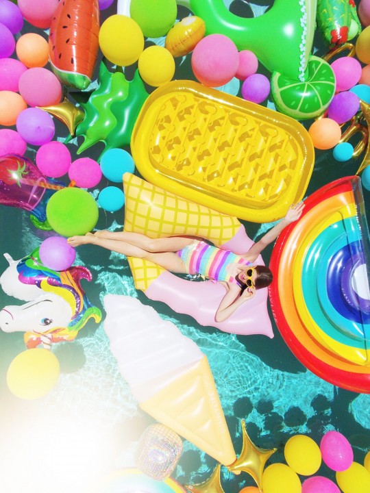 An Epic Rainbow Balloon Pool Party