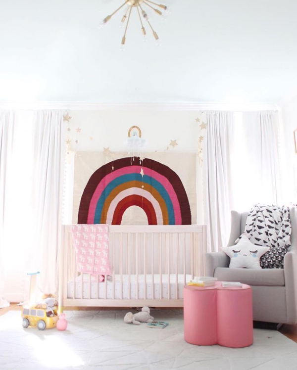 A crib and a rainbow