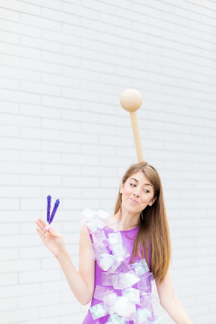 A girl dressed as rock candy