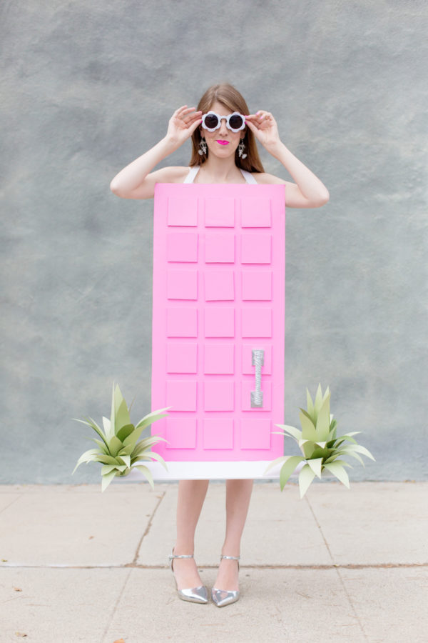 A woman dressed as a door