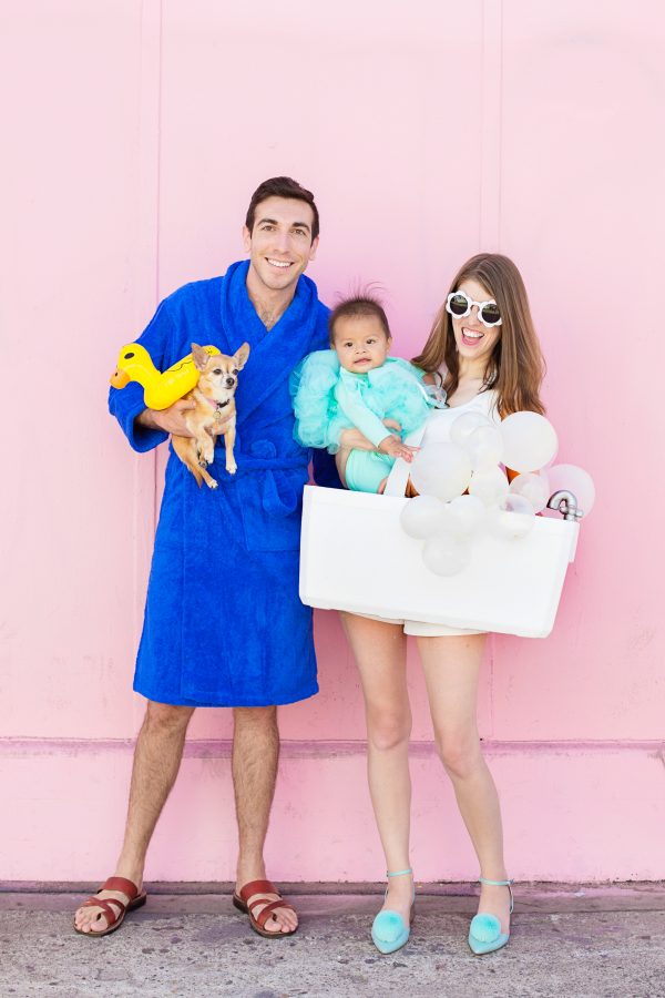 A family dressed up in a costume