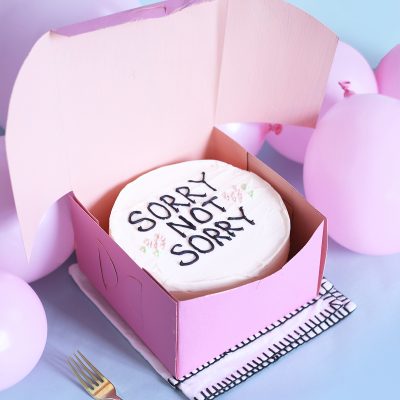 Cake that says sorry not sorry