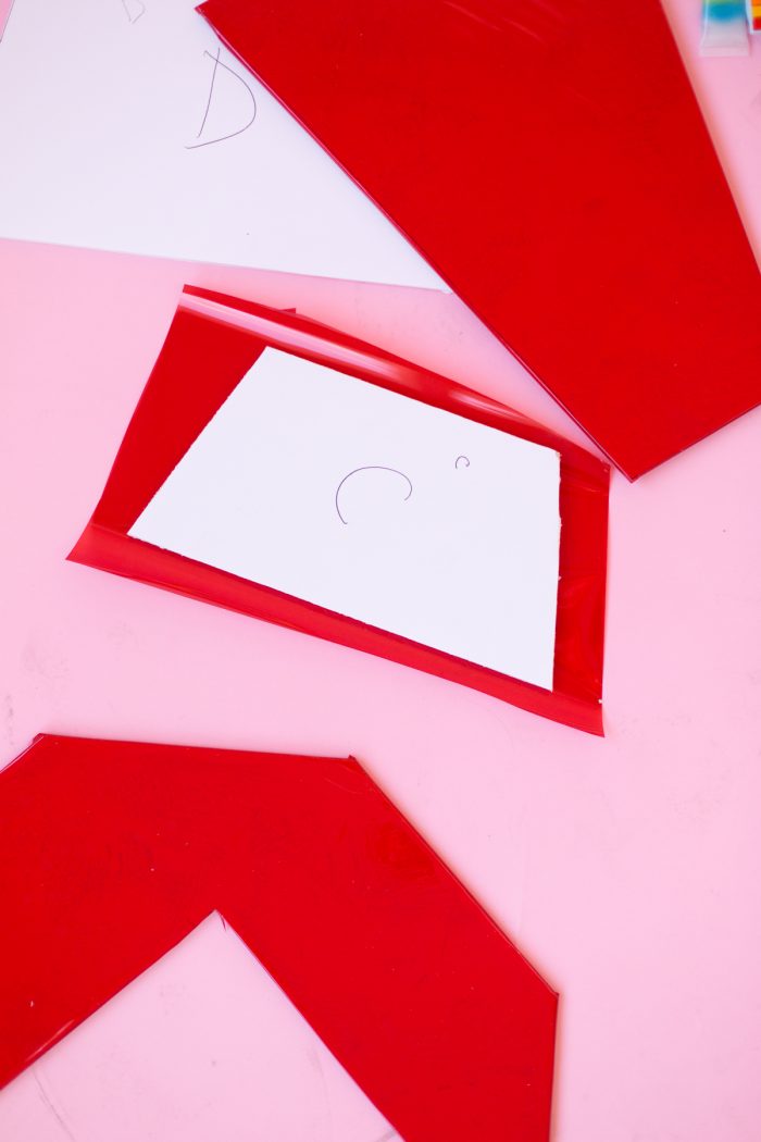 Red and white paper cut outs