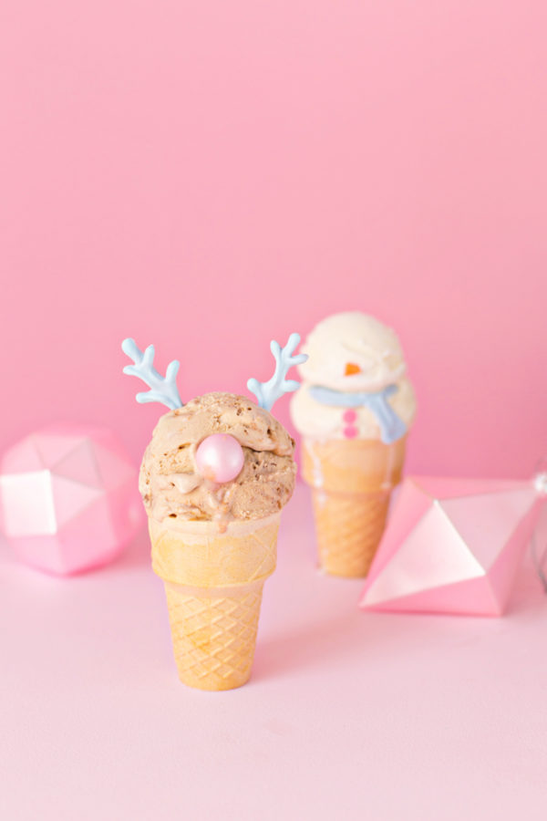 Snowman + Reindeer Ice Cream Cones