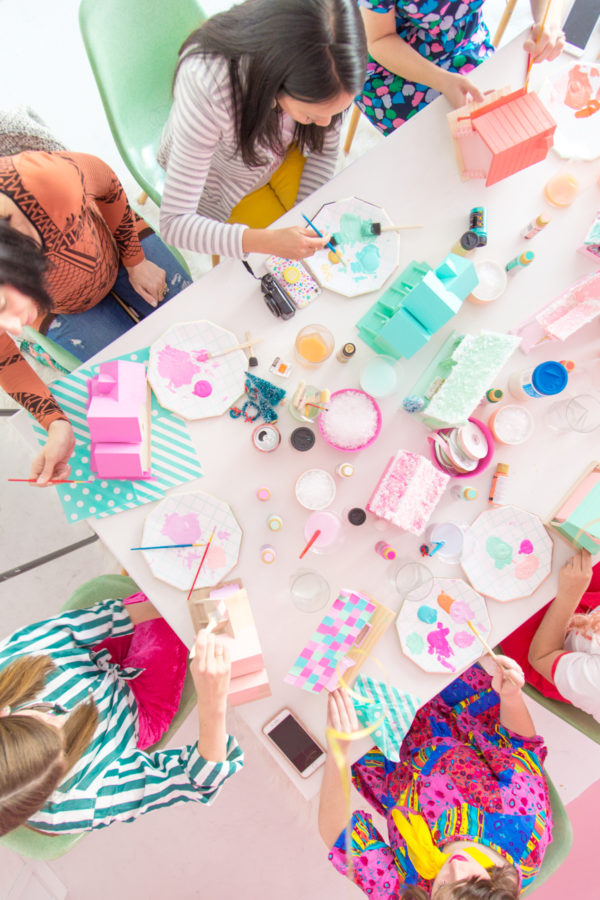 A table with crafts