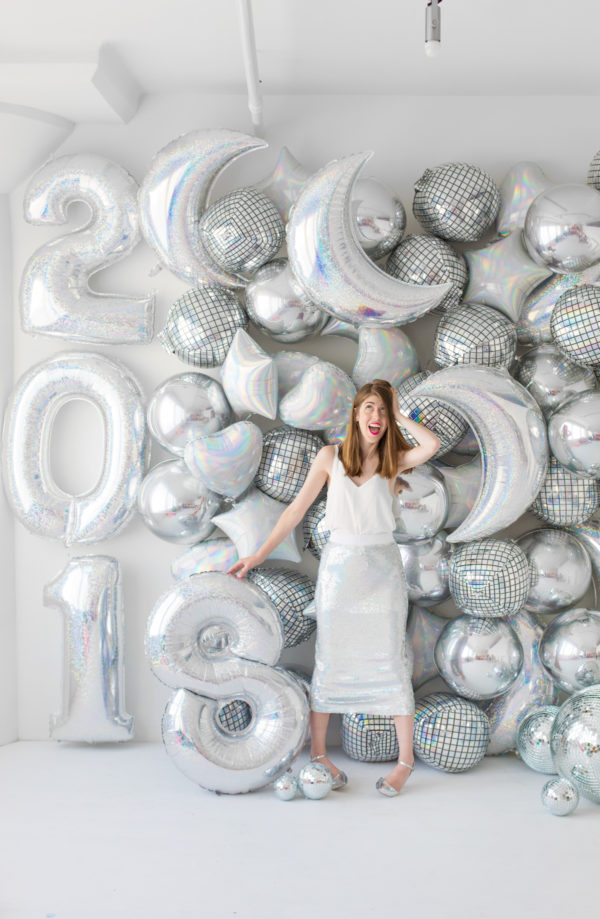 DIY Holographic Balloon Backdrop for New Year's Eve