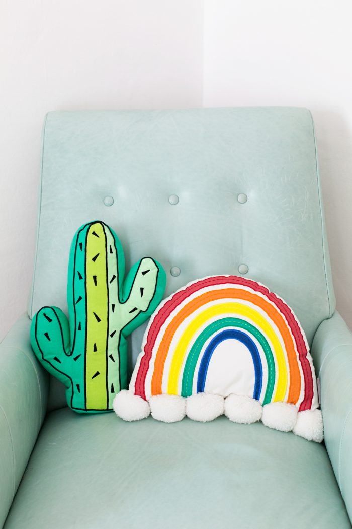 cactus and rainbow pillow