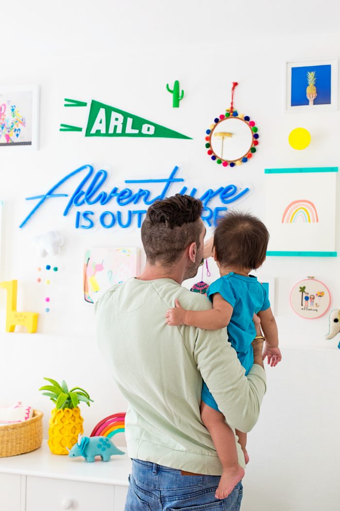 colorful nursery gallery wall