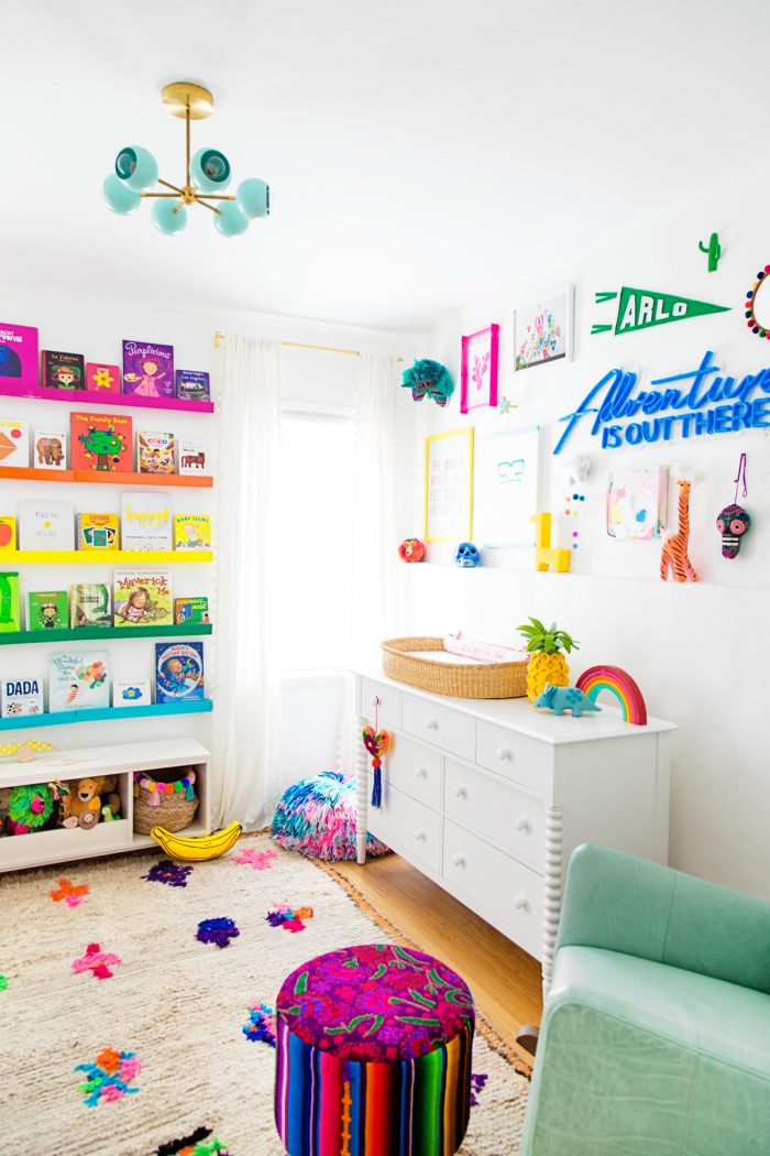 Bedroom with colorful decorations