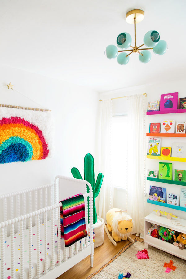 A room with colorful decor