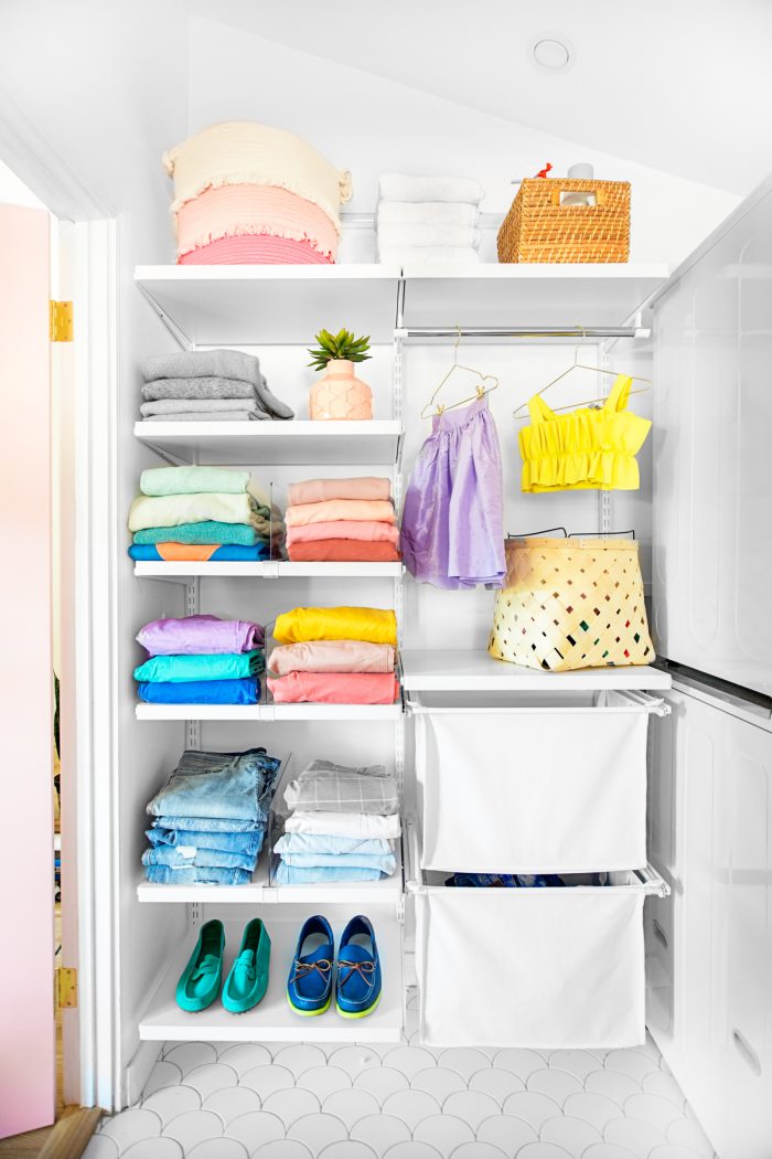 Shelves with clothes and towels