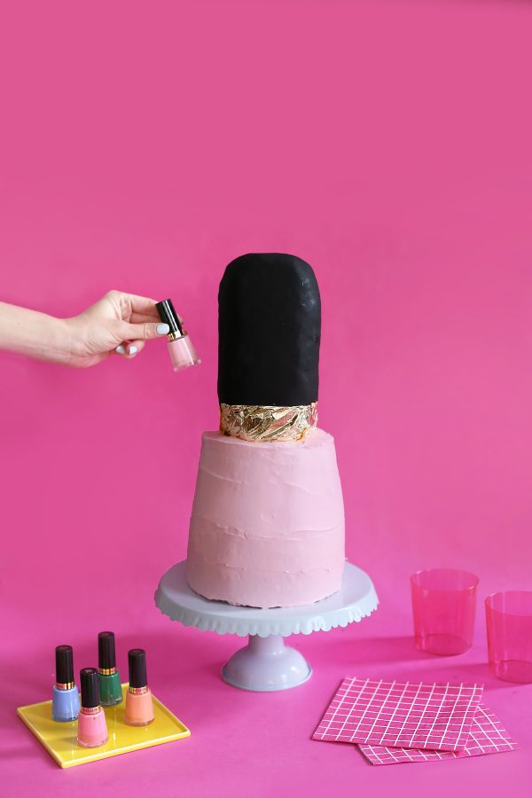 A cake shaped as nail polish 